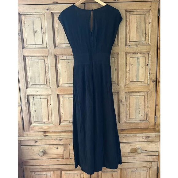 By Anthropologie 2 Black Jumpsuit Wide Leg Cropped Belted‎ - Picture 10 of 13